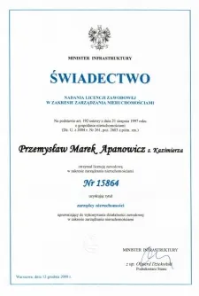 Świadectwo zarządzania nieruchomościami